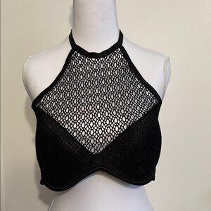 XOXO Black Mesh Crop Top